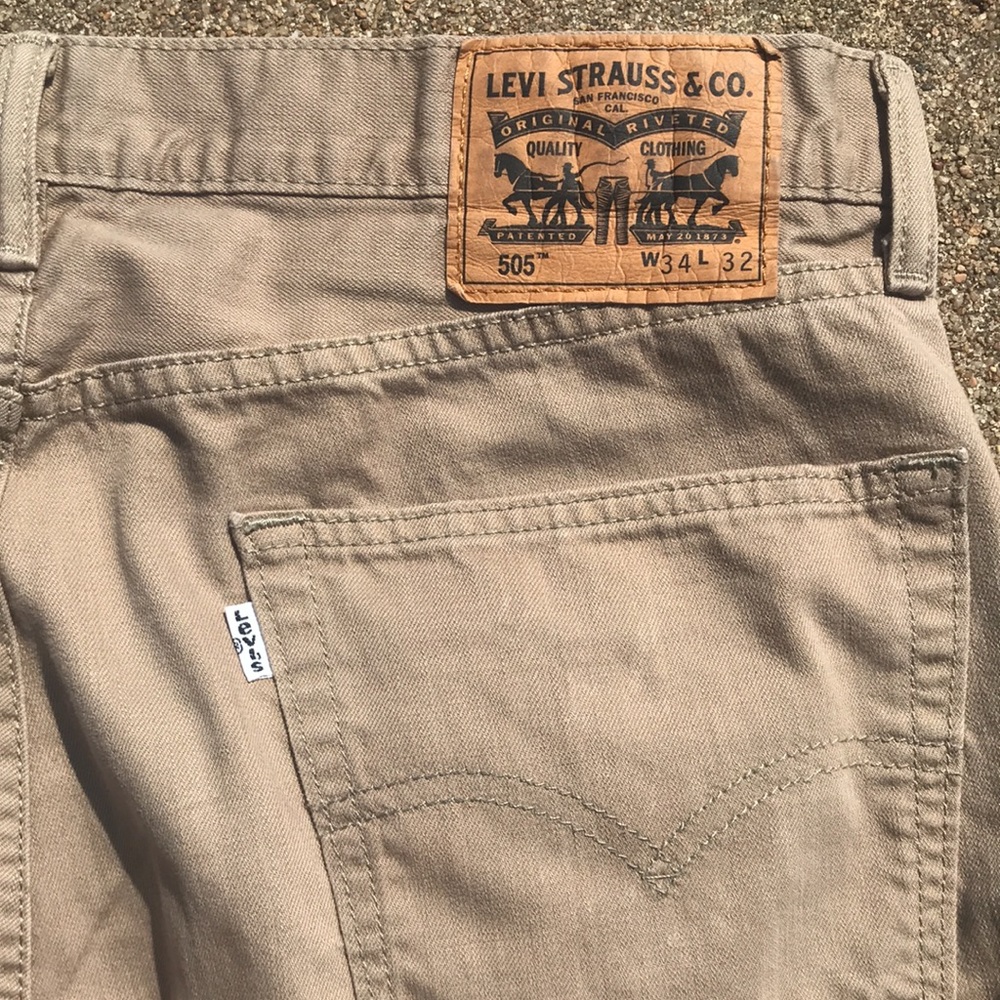 Levi's Men's Tan Jeans 505 Khaki 34 x 32 - Picture 3 of 4